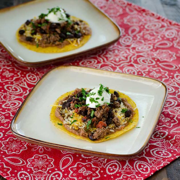 Beef and Black Bean Tostadas | realmomkitchen.com