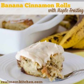 Banana Cinnamon Rolls with Maple Frosting | realmomkitchen.com