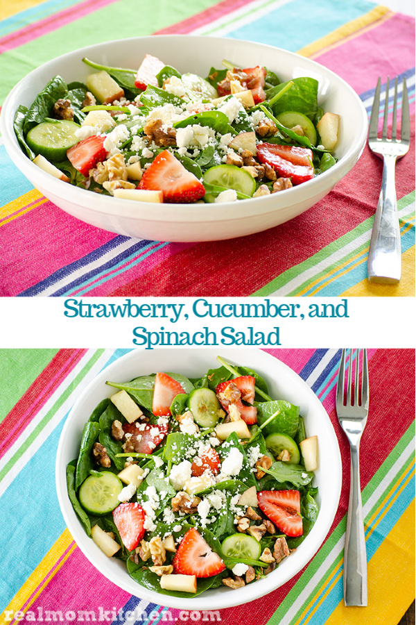 Strawberry Cucumber and Spinach Salad | realmomkitchen.com