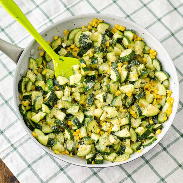 Parmesan Zucchini and Corn Saute | realmomkitchen.com