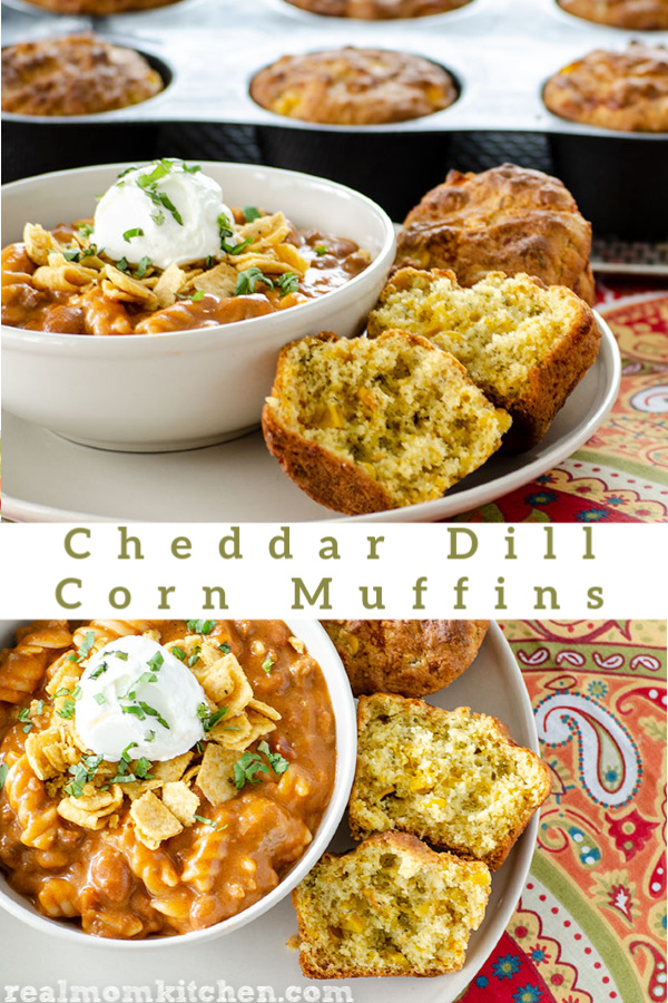 Cheddar Dill Corn Muffins | realmomkitchen.com