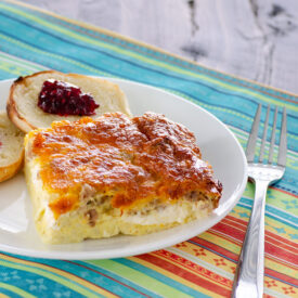 Sausage, Egg, and Cream Cheese Breakfast Bake | realmomkitchen.com