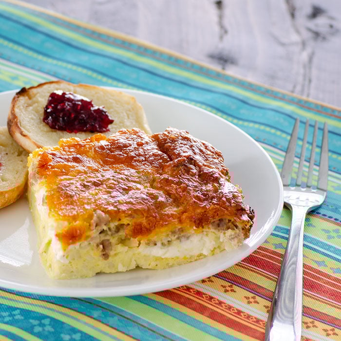 Sausage, Egg, and Cream Cheese Breakfast Bake | realmomkitchen.com