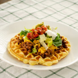Taco Topped Cornbread Waffles | realmomkitchen.com