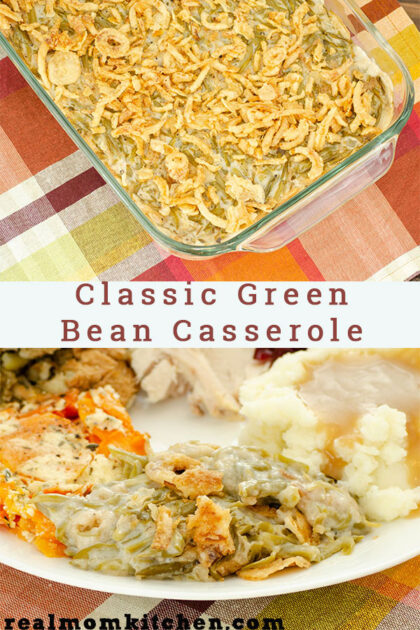 pan of classic green bean casserole