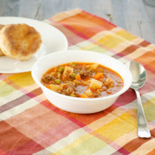 Instant Pot Vegetable Beef and Rice Soup | realmomkitchen.com