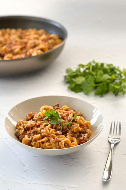 Creamy Beef Taco Pasta | realmomkitchen.com