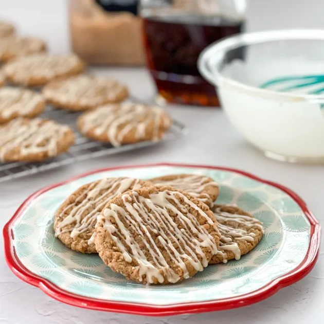 oatmeal cookies topped with maple icing