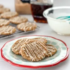 oatmeal cookies topped with maple icing