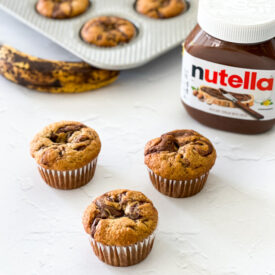 nutella swirled banana muffins