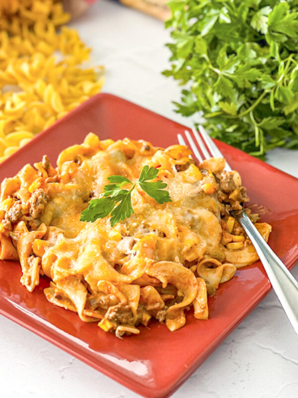 Beef Enchilada Bake on a plate