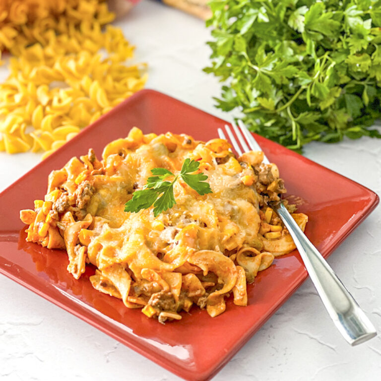 Beef Enchilada Bake on a plate