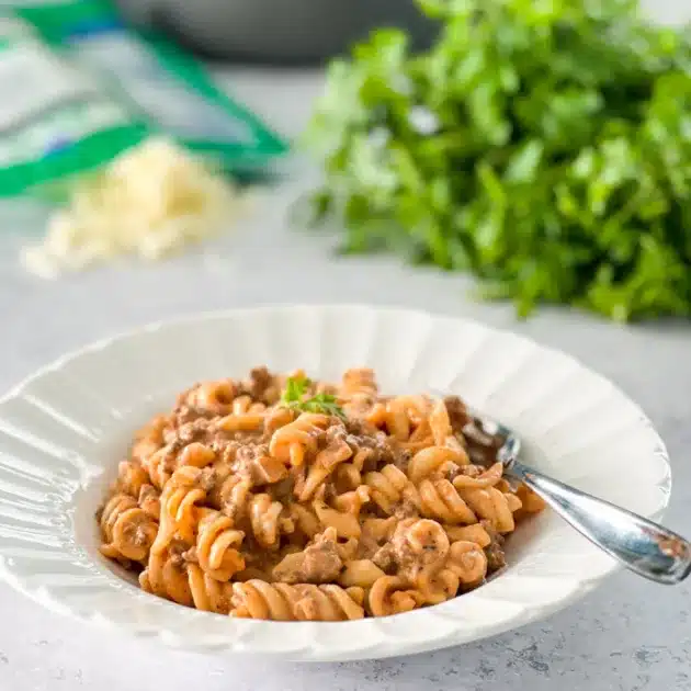 Creamy Beef and Rotini Pasta