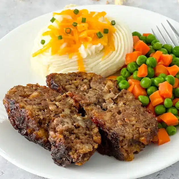Stove Top Stuffing Meatloaf slices on a plate