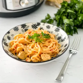individual seerving of cheesy chicken spaghetti