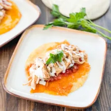 cook ranch chicken taco topped with sour cream and cilantro