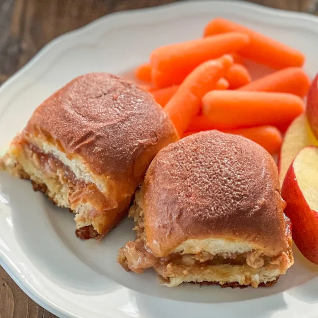 top view of finished smoked pb and j sliders