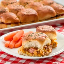 chili cheese dog sliders on King Hawaiian's Rolls