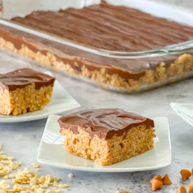 scotcheroo bars made with rice krispie cereal and butterscotch chips