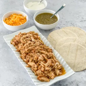 honey lime chicken cooked in the slow cooker for tacos