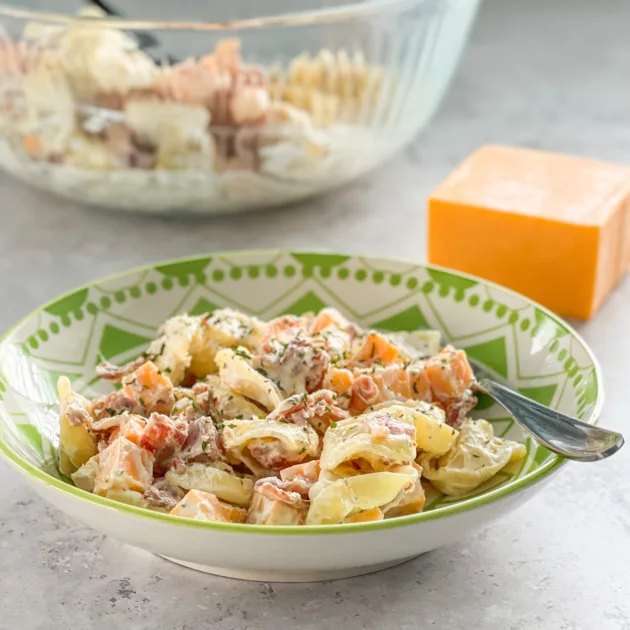 serving of tortellini bacon ranch salad