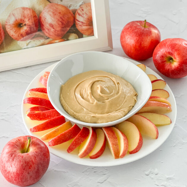 brown sugar dip served with apple slices
