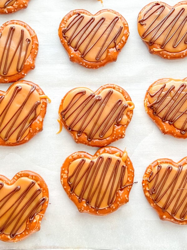 Large Chocolate Caramel Pretzel Hearts