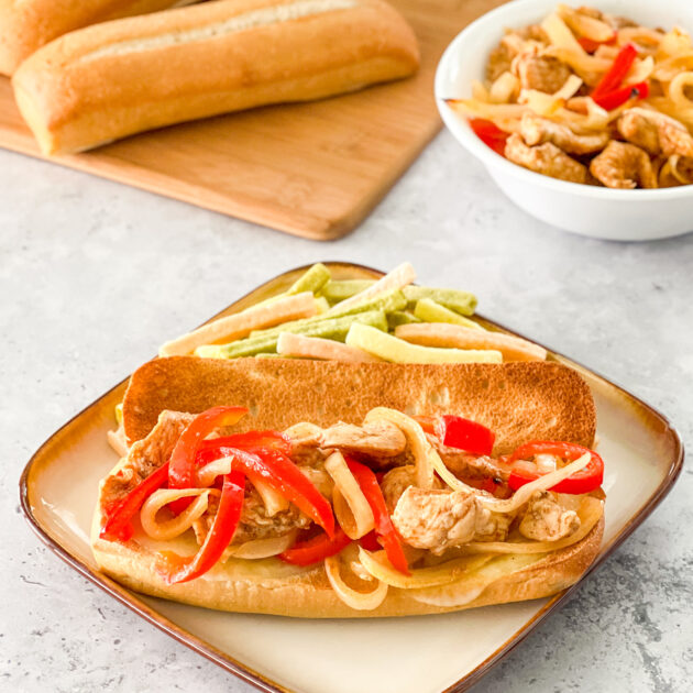 Sheet Pan Philly Chicken Cheesesteak Sandwiches