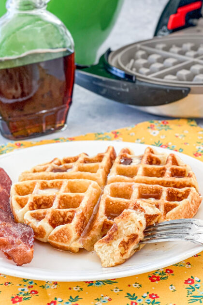 Martha's buttermilk waffles drizzled with syrup