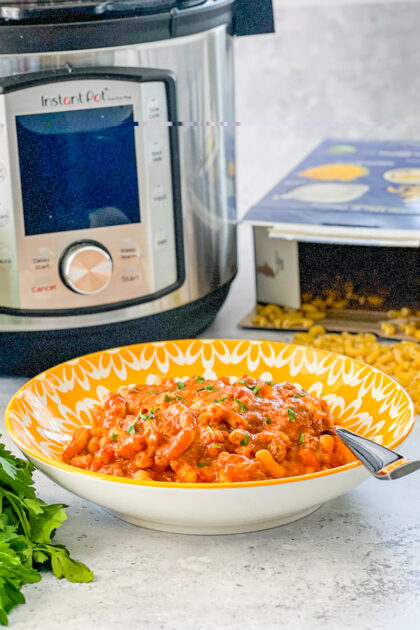 American Goulash made with macaroni noodles