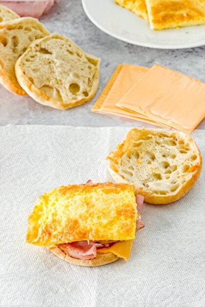 assembling make ahead breakfast sandwiches