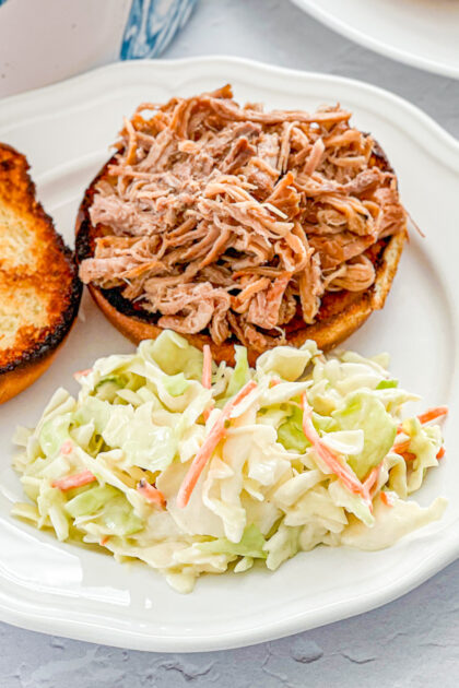 serving of shockingly simple coleslaw on a plate
