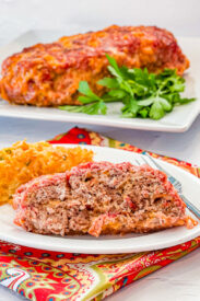 meatloaf made with bacon, cheddar cheese, beef, and pork
