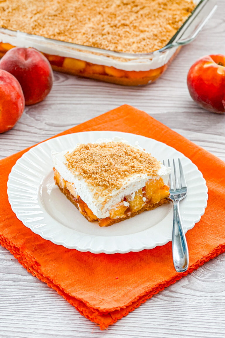 Creamy Fresh Peach and Graham Dessert - Real Mom Kitchen