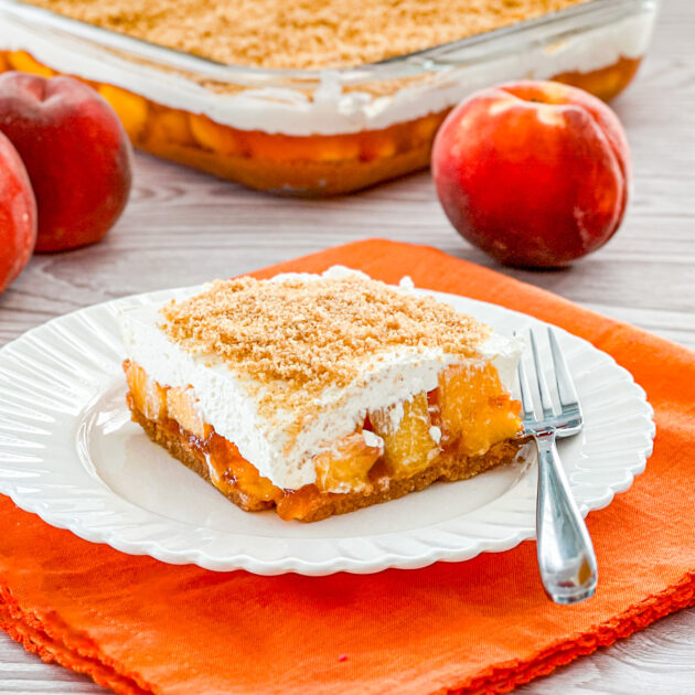 Creamy Fresh Peach and Graham Dessert - Real Mom Kitchen