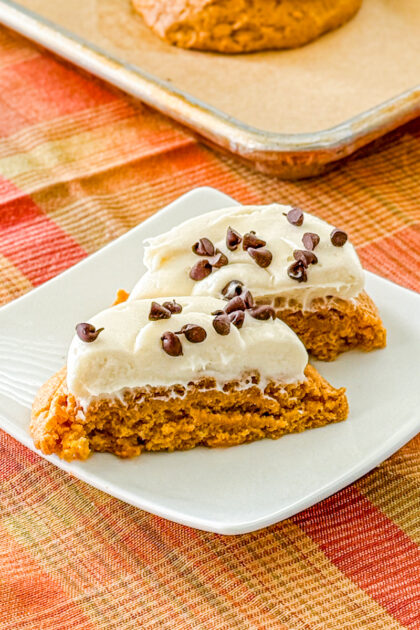 inside of Crumbl Copycat Pumpkin Cake Cookie