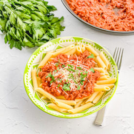penne rosa sauce made with cottage cheese