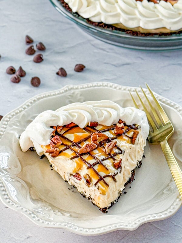 slice of no bake turtle pie