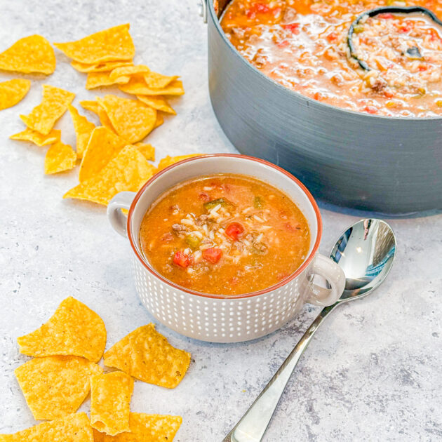up close bowl od SPanish Rice Soup