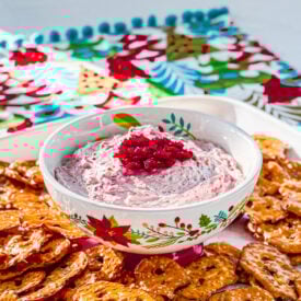 creamy cheese dip made with cranberry jalapeno relish