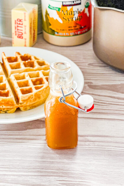 Homemade Syrup made with butter, buttermilk, and pure maple syrup