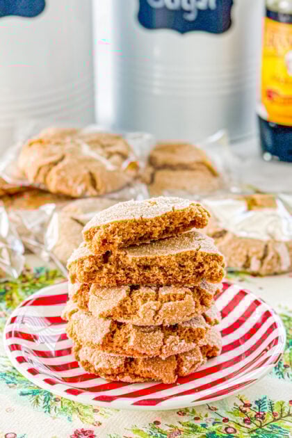 crackle cookies made with molasses, cinnamon, ginger, and clove
