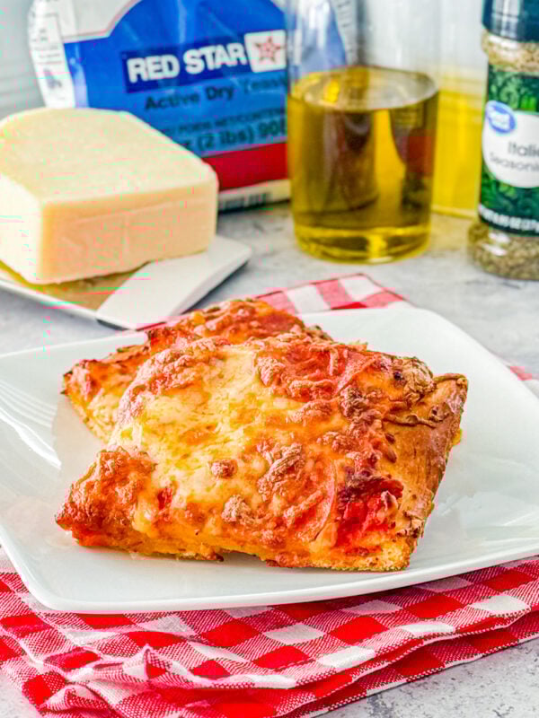 Pepperoni Pizza with a focaccia crust