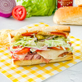 homemade grinder salad sandwiches on Jimmy John's bread