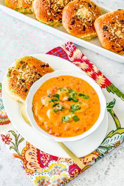 Instant Pot Creamy Tomato Soup with Potato Gnocchi and Fresh Basil