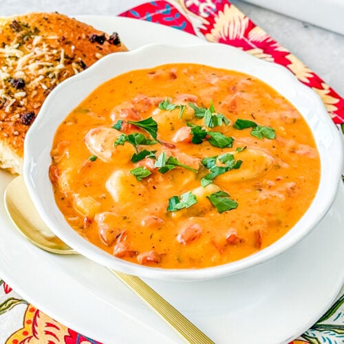 Quick Creamy Tomato Gnocchi Soup made in a Pressure Cooker
