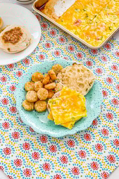 sheet pan eggs for breakfast sandwiches