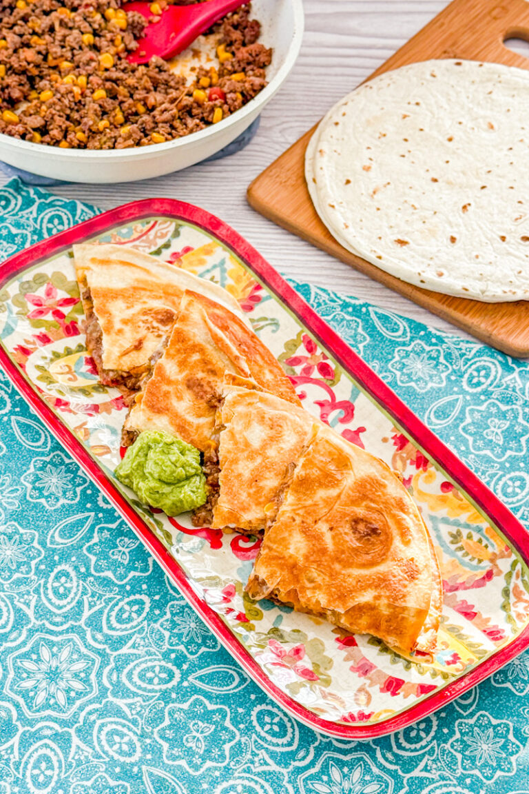 cheesy ground beef quesadillas