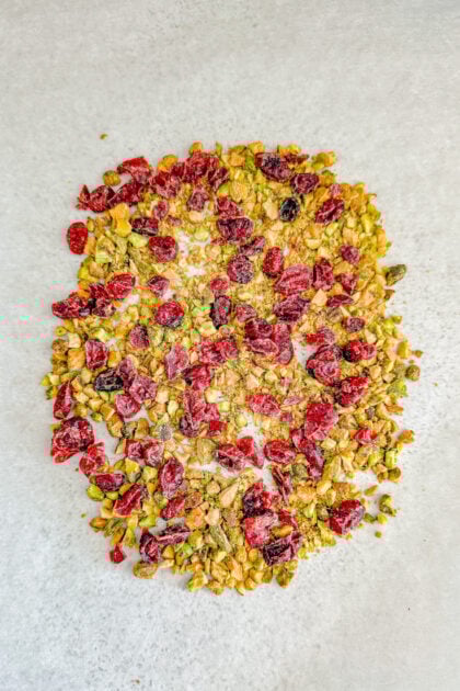 pistachios and dried cranberries for goat cheese appetizer