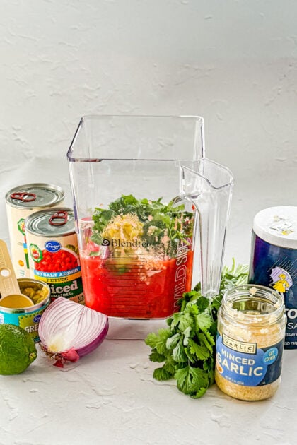 homemade salsa in blender